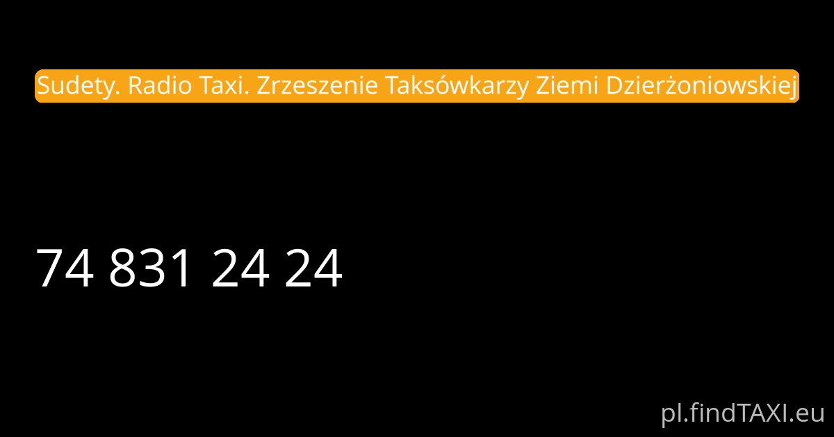 Sudety. Radio Taxi. Zrzeszenie Taksówkarzy Ziemi Dzierżoniowskiej (Dzierżoniów)